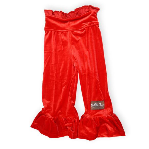 Matilda Jane Velour Red Holiday Ruffles Pants 4T NWT - Picture 1 of 9